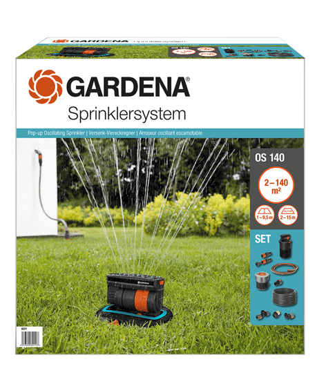 Gardena Komplett-Set mit Versenk-Viereckregner OS 140