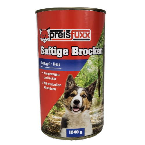 Preisfuxx Saftige Brocken mit Geflügel + Reis