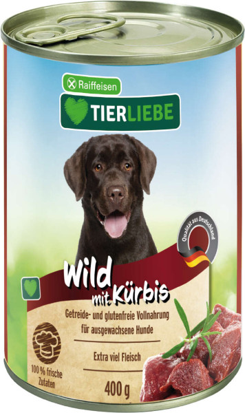 Raiffeisen Tierliebe Hund Wild mit Kürbis