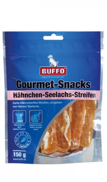 BUFFO Gourmet Snacks Hähnchen-Seelachs Streifen 150g