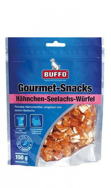 BUFFO Gourmet Snacks Hähnchen-Seelachs Würfel 150 g